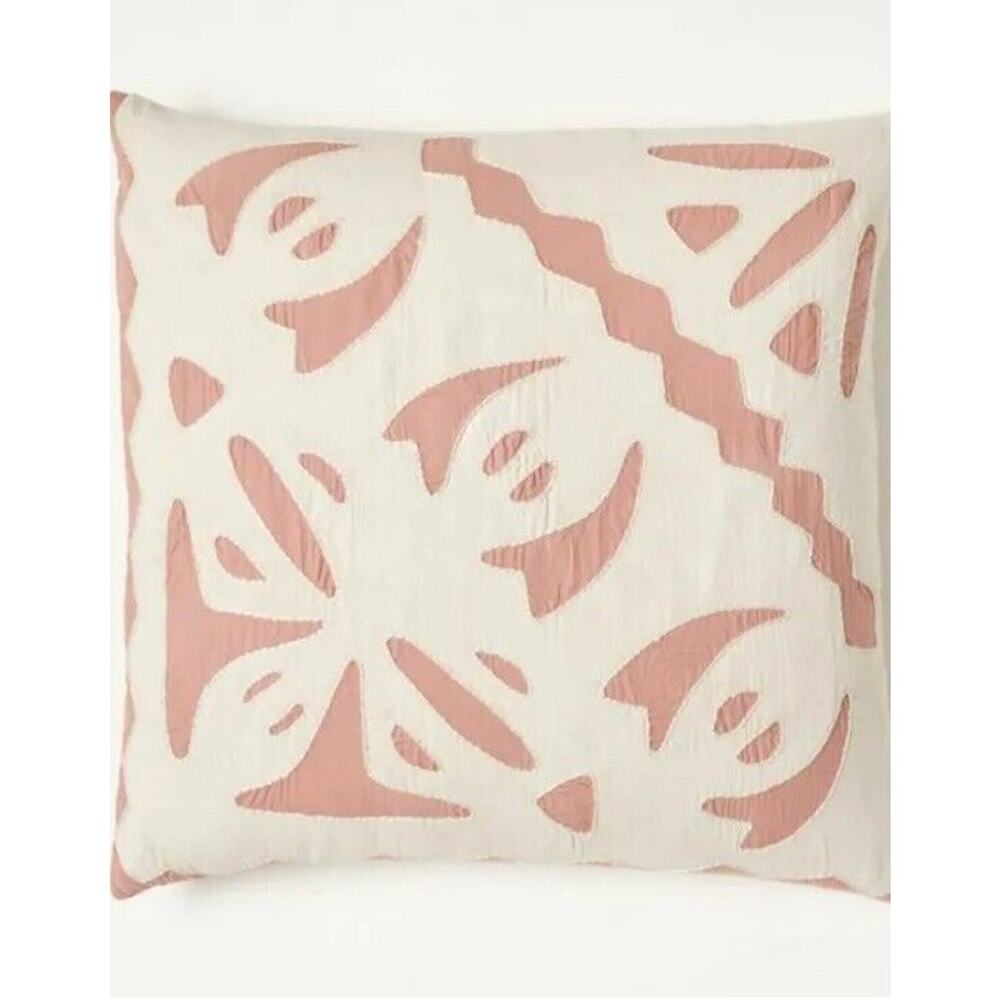 West Elm Barcela Reverse Applique Pillow Cover 20” X 20” Misty Rose NEW Buttons